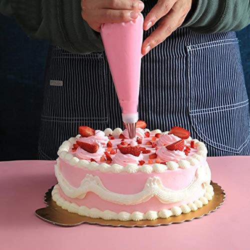 Jutoe 22Pcs Piping Bags and Tips Set, Reusable Silicone Pastry Bag, Pink