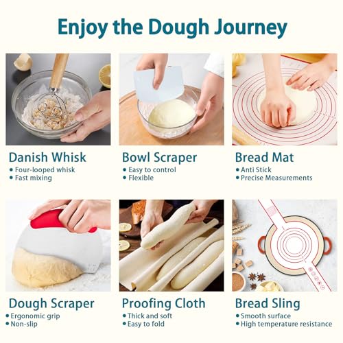 28Pcs Sourdough Starter Kit, Rattan Banneton Proofing Baskets Set - size: 10" 28Pcs Set