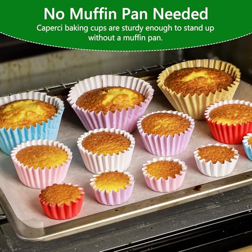Caperci Heavy Duty Mini Cupcake Liners Rainbow Bright Small Baking Cups - color: Multicolor