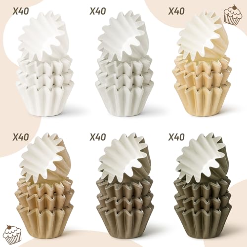 Coffee Tan Mini Size Cupcake Liners, Bulk Grease Resistant Baking Cups - color: Brown