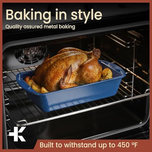 Nonstick Loaf Pan Set Pack of 4, Carbon Steel 11" Large Baking Bread Pan, Oven Safe Up to 450°F, PFOA, PFOS, PTFE Free, Space Saving Stackable Design, Stain Resistant, Dishwasher Friendly, Blue Marble - color: Blue Marble, size: 4 Pack