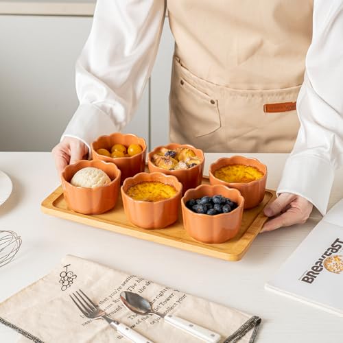 6-Piece 6 Oz Scallop-Edged Ceramic Ramekins, Cinnamon Orange - color: Cinnamon Orange
