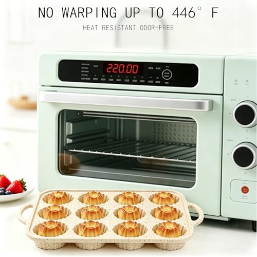 Mini Bundt Cake Pans for baking, 1.5-inch Cavities Non-stick Silicone Baking Mold, 12-Cavity Reusable Twisted Shape Cake Pan for Cupcakes, Donuts, Cornbread & Brownies