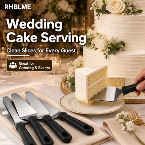 RHBLME 25 Pack Pizza Spatula, Pie Server Pie Cutter Cake Cutter, Stainless Steel Cake Serving Spatula Non Slip Easy to Grip Baking Triangular Spade Plastic Handle Shovel