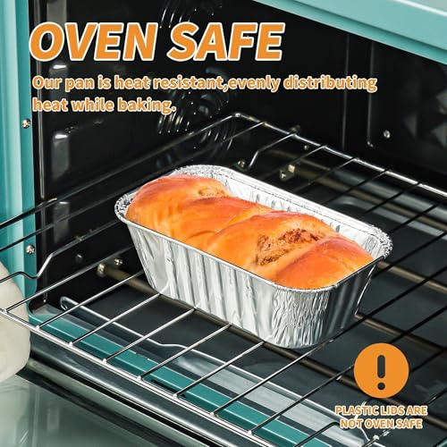100 Pack 1Lb Mini Aluminum Foil Loaf Pans – 6" x 3.5" x 2" Disposable Small Bread Tins Oven Safe for Baking, Meatloaf, Cake, Holiday Treats, Food Storage & Takeout - size: 6" x 3.5"