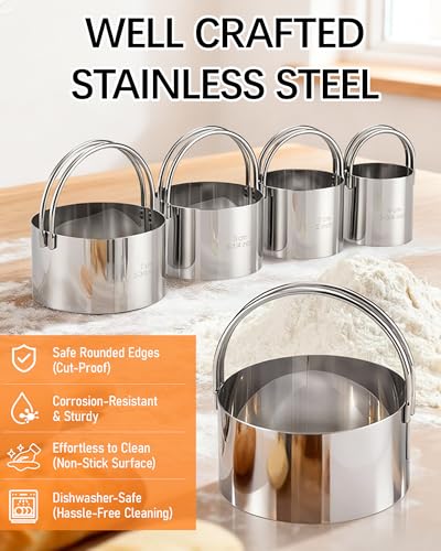 Biscuit Cutter Set with Handle, 5pcs Cookie Cutters - style: 5 Sizes - Flat