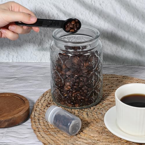 5Pcs Black Measuring Spoons Universal Easy to Read Measuring Cup and Spoon Set with Soft Grip Handle Plastic Cups and Spoons for Baking&Kitchen Hang Hole and Nesting for Easy Storage