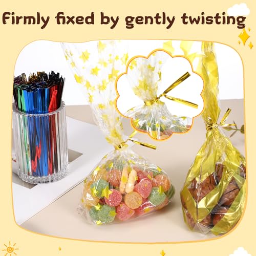 HARFINGTON 1600Pcs Bag Twist Ties 3" Reusable Metallic Wire Cable Ties - color: Gold Tone