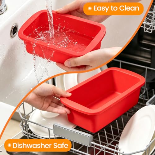 CAKETIME Mini Loaf Pans - 5.7 x 3.3 IN Silicone Bread Loaf Pans for Baking - color: Red, size: 5.7 X 3.3"