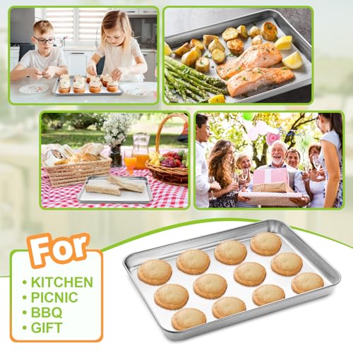 Half Sheet Pan of 2, CEKEE Stainless Steel Baking Sheet Pan Tray Cookie Sheet, Size 18 x 13 x 1 inch, Healthy & Non Toxic, Rust Free & Mirror Finish, Easy Clean & Dishwasher Safe - size: 18 INCH