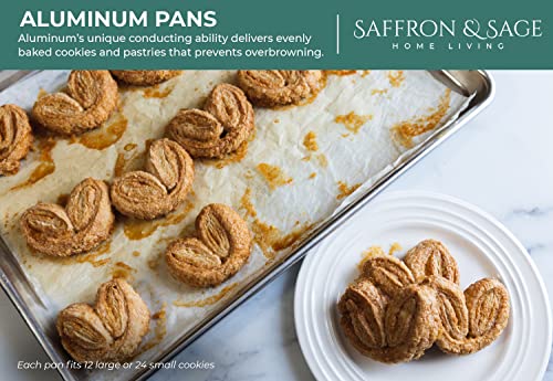 Commerical Quality Cookie Sheet Pan - 4 Pack Aluminum Half Sheet Baking Pan by Saffron & Sage Home Living - This 18x13 Rimmed Baking Sheet Set is Rust & Warp Resistant, Heavy Duty, of Thick Gauge - size: 4 Pack Cookie Sheet