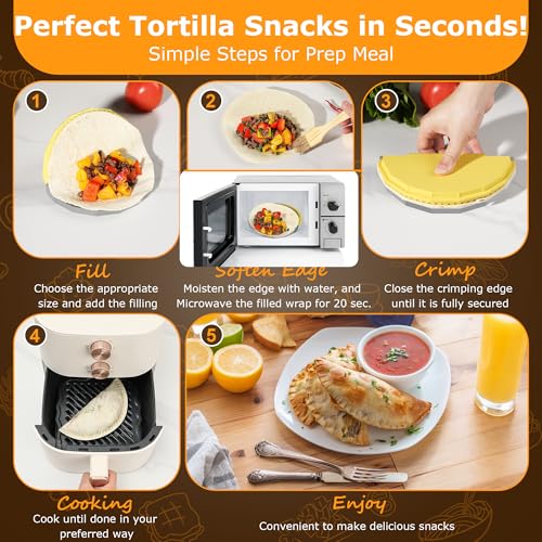Tortilla Sealer Crimper Maker - for 10"+8"+6"+4" Flour Tortillas - color: Gray Yellow
