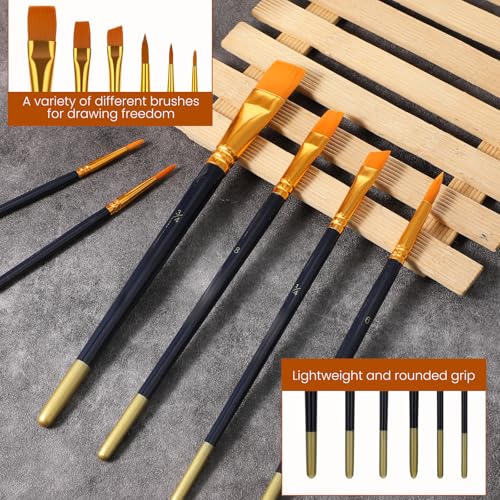 simarro Cake Painting Brushes, 6 Pcs 6 Size Nylon Soft Hair Cake Paint Brush Food Decorating Brushes Tools