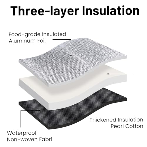 Bodaon 1PK Insulated Grocery Bags with Reinforced Baseboard, X-Large, Black - color: Black, size: X-Large with Hard Bottom