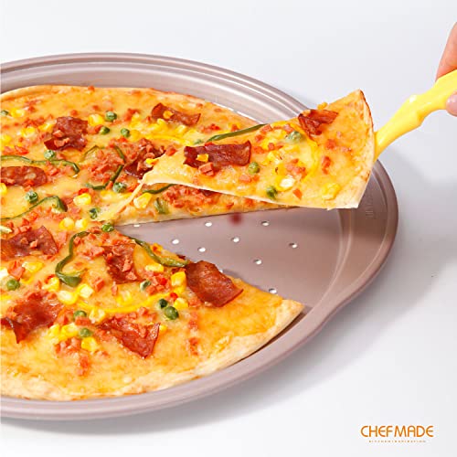 CHEFMADE Pizza pan, 14 Inch with Holes Non-Stick Pizza Crisper Pan Bakeware for Oven Baking (Champagne Gold) - size: 14" Pizza with holes
