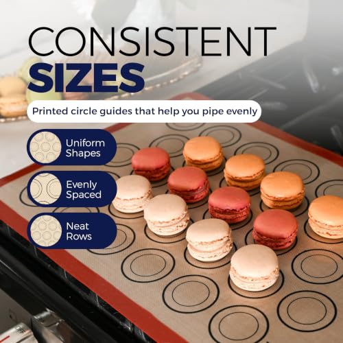 Macaron Baking Mat Silicone Non Stick, Half Sheet Reusable Pack of 4 Red - color: Macaron Baking Mats Red, size: 1/2 Size Pack of 4