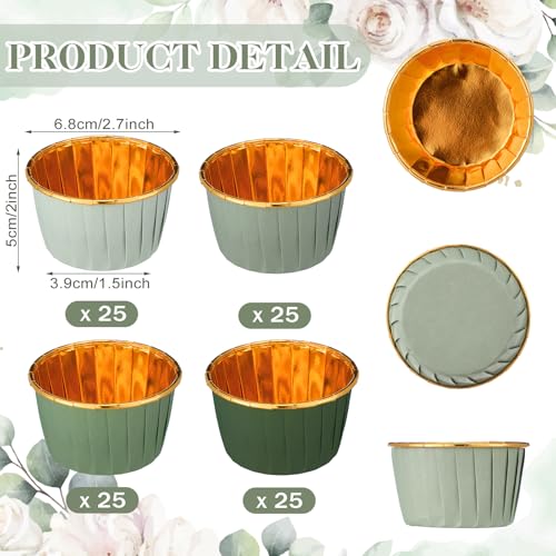 Geiserailie 100 Pcs Sage Green Cupcake Liners Cupcake Foil Wrappers - color: Sage Green, style: Classic