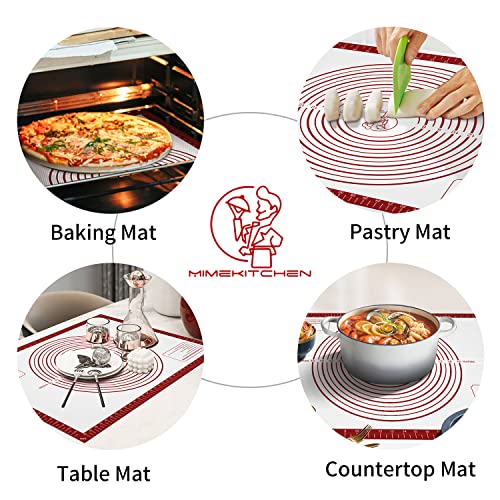 Silicone Baking Pastry Mat, Non Stick Dough Rolling Sheet with Measurement, Nonslip Kitchen Counter Mat, Oven Liner Mat Fondant Dough Kneading Mat for Making Cookies Macarons Bread Pizza - color: Red, size: 28"L x 20"W