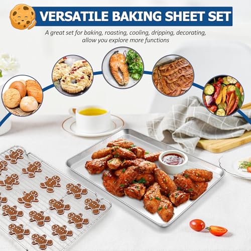 TeamFar Baking Sheet with Cooling Rack Set, 17.6 x 13 x 1 inch - size: 17.6 x 13 x 1inch