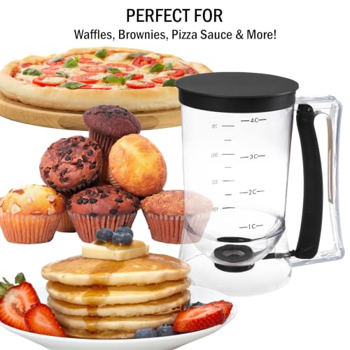 Classic Cuisine Pancake Batter Dispenser, Black, 4-Cup - color: Black