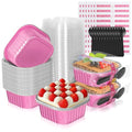 40 Pack 10oz Mini Cake Pans with Lids,Pink Aluminum Foil Cake Tins - color: Pink, size: 40 Pack 10oz