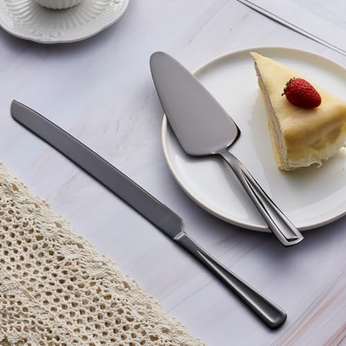 GoGeiLi Black Stainless Steel Wedding Cake Cutting Set - color: Black