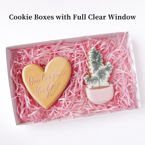 50 Pack 9.5x6x1.25 Inch Cookie Boxes with Window Bakery Boxes