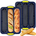 2 Pcs Silicone Baguette Bread Pan, 3-Cavity Hot Dog Bun Pan - style: 3-Cavity Baguette Bread Pan