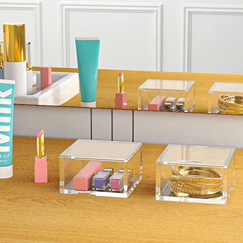 AITEE Acrylic Box with Lid, Square Storage Case with Multi-Purpose (Medium) - size: Medium