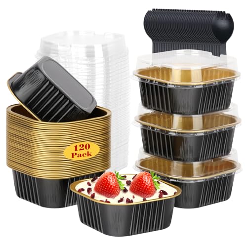 LNYZQUS 5oz Mini Cake Pans with Lids, Individual Brownie Tins 120 Pack - color: Black, size: 120 Pack