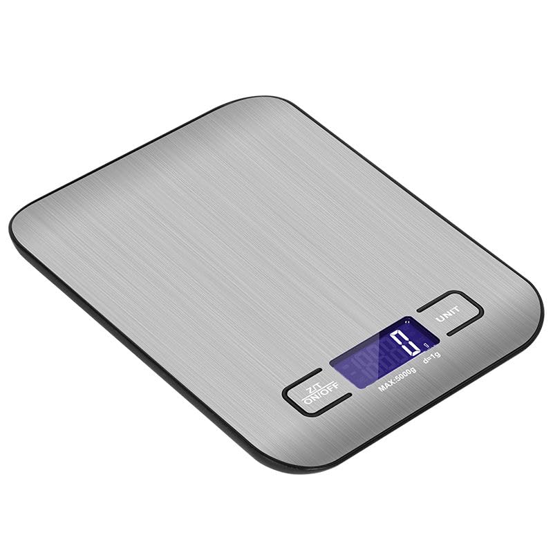 Digital Kitchen Scale, 11lb Stainless Steel Food Scale with LCD Display, 6 Units Tare Function, 0.05oz/1g Precision for Baking (Black) - color: Black