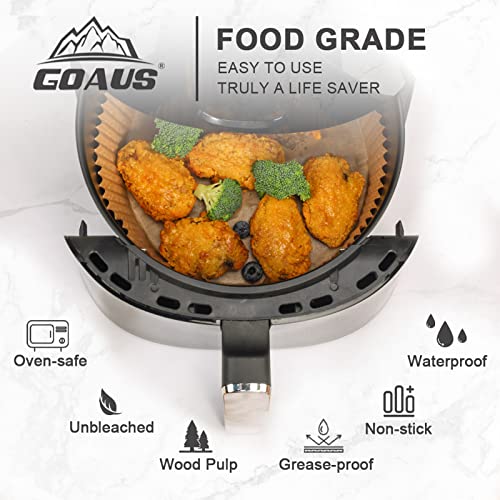 GOAUS Air Fryer Round Paper Liners Disposable 150 Pcs for 2 to 5 Qt Basket, 6.3 inch Unbleached Non-stick Oil-proof Parchment Paper Oven Safe - size: 6.3''Round 150 Pcs