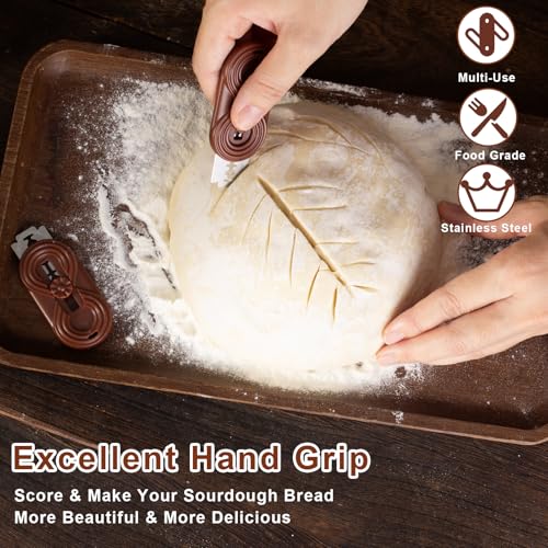Bread Lame Dough Scoring Knife, Bread Scoring Tool,Upgraded Retractable & Magnetic Design, Anti-Slip Handle Professional Sourdough Tool for Homemade Sourdough Bread with 5 Blades