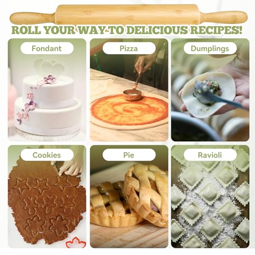 17.5 inch Wooden Rolling Pin for Baking - Long Dough Roller for All Baking Needs - size: 17.5 inch