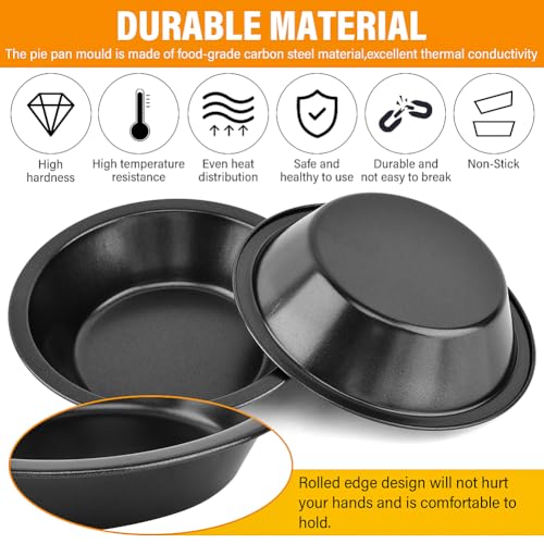 12 Pack 5" Mini Black Tart Pans, Carbon Steel Round Mini Pie Tins
