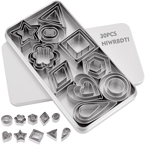 30PCS Mini Cookie Cutters Shapes Set with Box for Kids