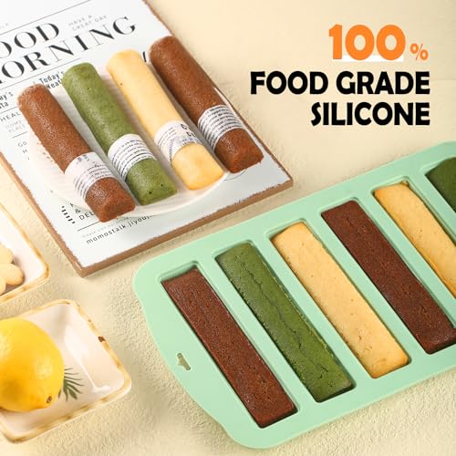 QELEG Granola Bar Mold, 2 Pcs 6-Cavity Rectangle, Green