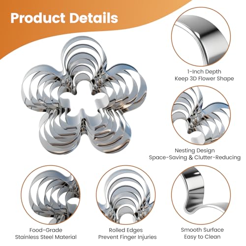 6 Sizes Flower Cookie Cutter Set, Food-Grade Baking Tool