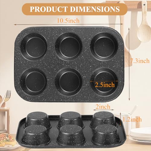 Walooza Muffin Pan - Nonstick 6-Cup Cake & Muffin Cups for Baking - size: 6 cup X 1