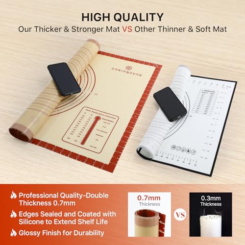 DANIA & DEAN Silicone Baking Mat, 28x20 Large Pastry Mat with Measurements - color: Red, size: 28"L x 20"W