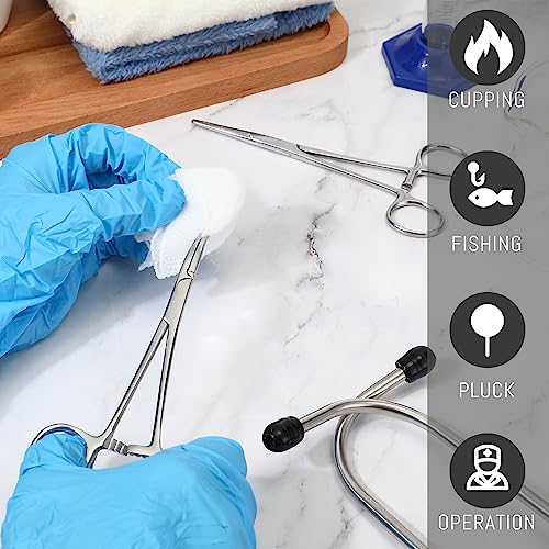 BBTO 2 Pcs Hemostat Forceps Curved Straight, Piercing Pliers,Silver - color: Silver