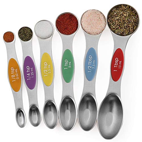 Magnetic Measuring Spoons Stainless Steel Dual Sided Teaspoons Tablespoons - color: Color 6