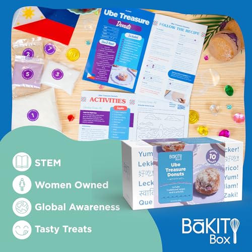 BāKIT Box Donut Baking Kit for Kids – Ube Treasure Donuts, Filipino Dessert - color: Ube Treasure Donuts