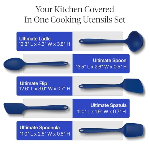 GIR: 5-Piece Silicone Ultimate Kitchen Utensils Set – Navy - color: Navy, size: 5 - Piece Set