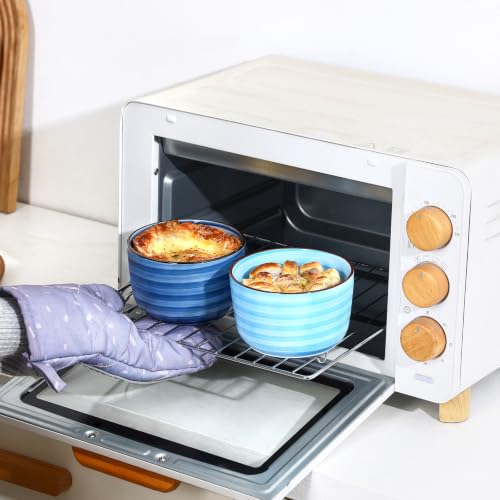 Selamica 12 OZ Ramekins Oven Safe, Ceramic Souffle Dishes Set of 6 - color: Gradient Blue, size: 12 Oz