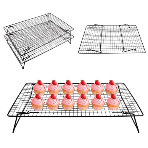 Cooling Racks for Baking, Baking Racks with Collapsible Legs Nonstick Stackable Cookie Cooling Folding Roasting Wire for Cooking Roasting Drying Grilling