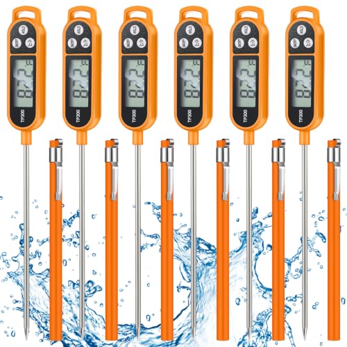 Copkim 6 Pcs Food Thermometer Instant Read Probe BBQ, Orange - color: Orange