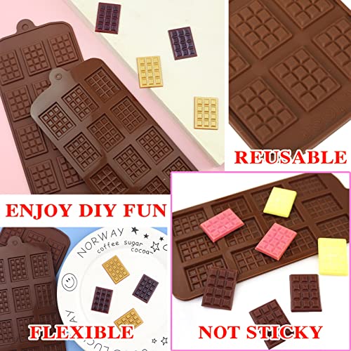 2 Pieces Silicone Break Apart Chocolate Moulds,Silicone Square Mold,Non-Stick Candy Chocolate Bar Mold,Reusable Candy Protein Silicone Chocolate Mold - color: 2 Pieces