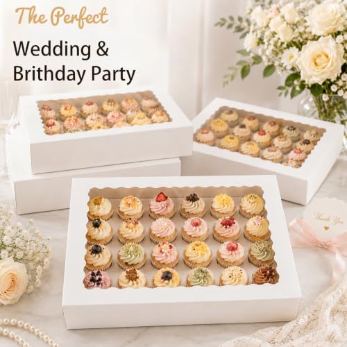 6 Pack Clear Mini Cupcake Container, 24 Count Mini Cupcake Carrier with Window