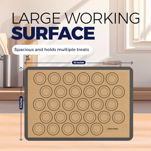 Macaron Baking Mat Silicone Non Stick, Half Sheet Reusable Pack of 4 Gray - color: Macaron Baking Mats Gray, size: 1/2 Size Pack of 4